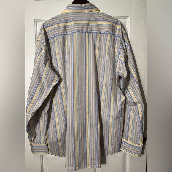 BUGATCHI UOMO XL Pastel Stripe Decorative Vertical Embroidery Spread Collar NICE - Picture 13 of 15